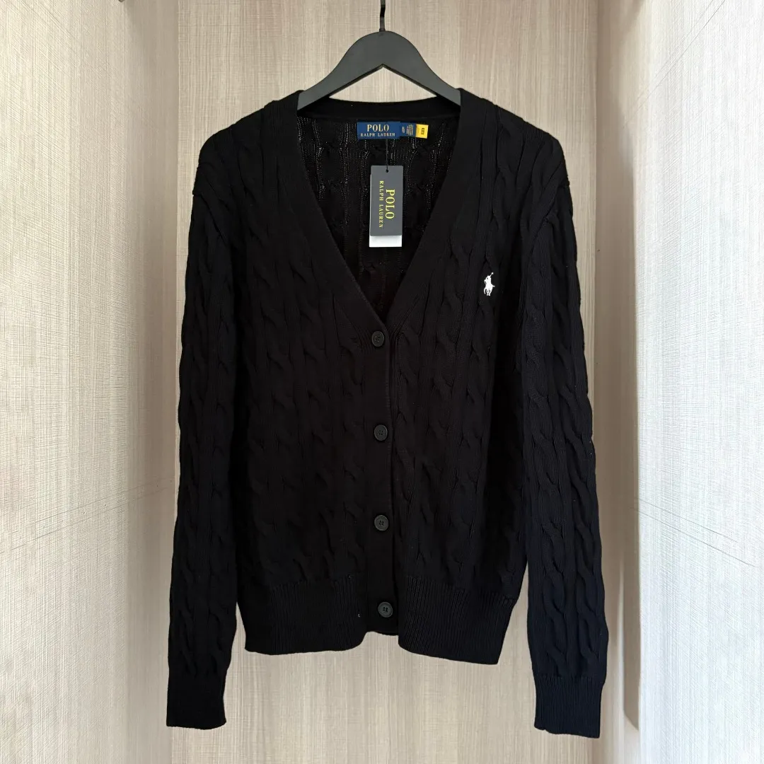 P230 RALPH LAUREN Ten-color small label embroidered lapel long-sleeved knitted sweater men's and women's couple tops Color: white, black, navy blue (red label), gray, pink, red, khaki, blue, yellow, navy blue (white label) Size: S M L XL Material: cotton Weight: 720g